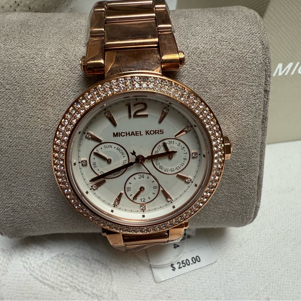 Michael Kors Gold and White Watch with Crystal Accents